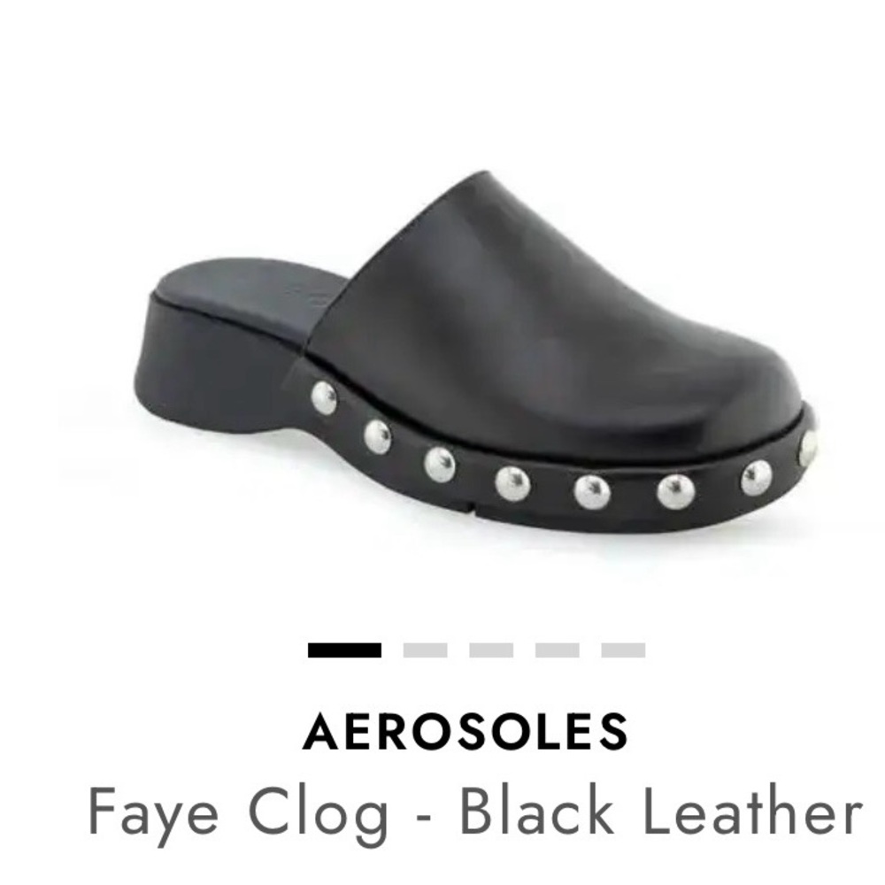 AEROSOLES Black Leather Studded Mules